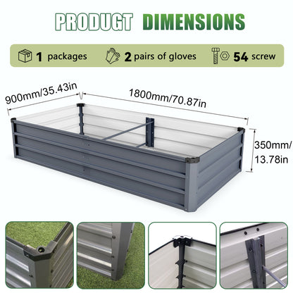 6x3x1ft 2pcs large Garden Bed Kit, Grey Galvanized Metal Outdoor Garden Boxes, Suitable for Outdoor Ground Gardens for Growing Plants, Vegetables Flowers Herb image 4