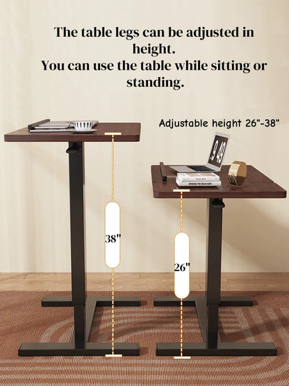 Bedside Table,Folding Overbed Bedside Desk Mobile Rolling Laptop Stand Tilting Overbed Table with Wheels Height Adjustable Tray Table for Laptop Bed Sofa Side Table (WALNUT) image 5