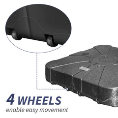Patio Umbrella Base with Wheels, Water & Sand Filled Weighted Base for Most Cantilever Offset Umbrella, 260LBS, Square (Black),34'' X 34''