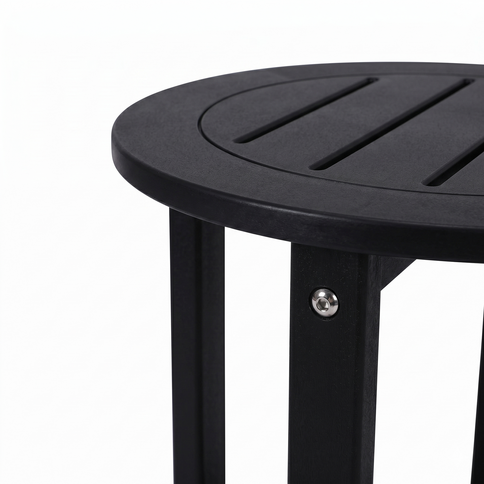 Black HDPE Outdoor Side Table, 15.94 in. L x 15.94 in. W x 17.71 in. H, Small All-Weather Patio End Table image 10