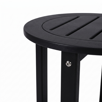 Black HDPE Outdoor Side Table, 15.94 in. L x 15.94 in. W x 17.71 in. H, Small All-Weather Patio End Table image 10