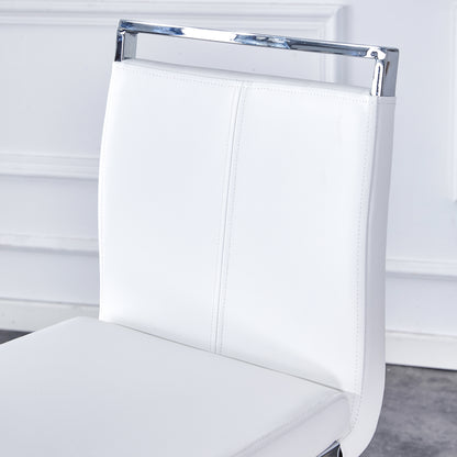 Modern and beautiful bar stool upholstered in PU leather with C-shaped silver metal legs for dining rooms, kitchens, terraces and guest office chairs.(set of 6) (white+PU) image 11