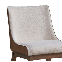 Ginny White Boucle, Brown Velvet & Walnut Finish Side Chair (Set of 2)