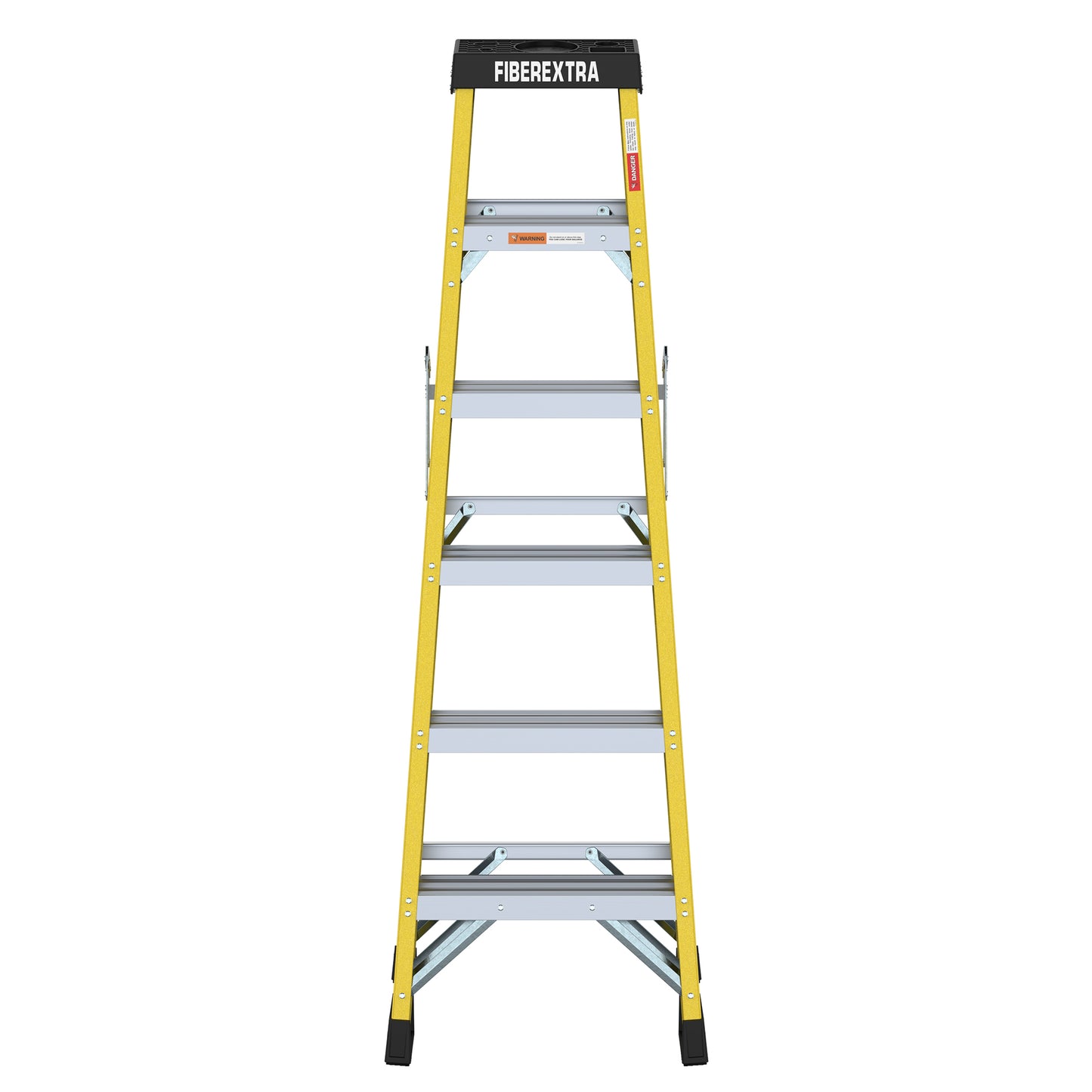 Fiberglass Reinforced Single Side Ladder – Lightweight Non-Conductive Access Ladder 6 step Yellow 300 LBS Capacity image 4