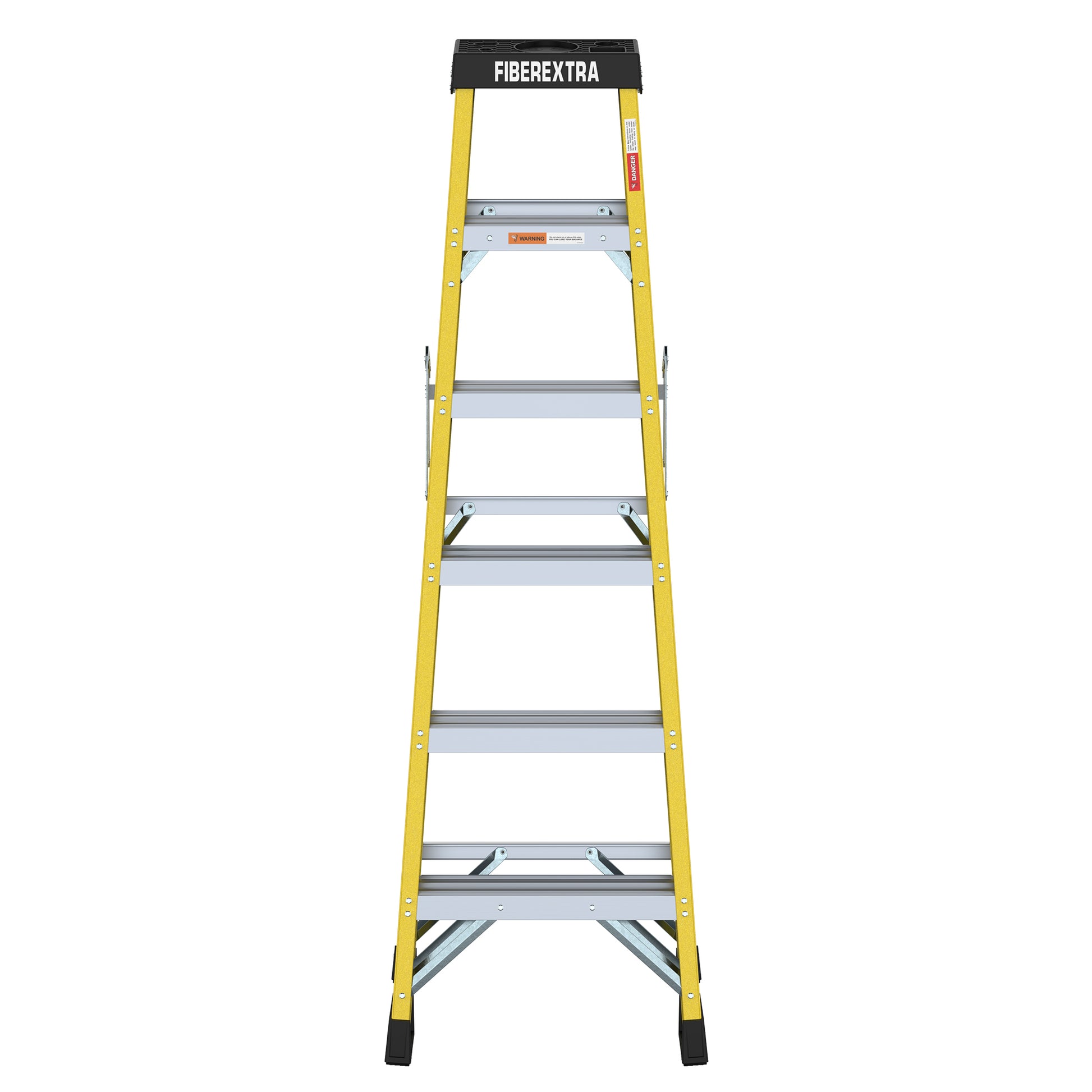 Fiberglass Reinforced Single Side Ladder – Lightweight Non-Conductive Access Ladder 6 step Yellow 300 LBS Capacity image 4