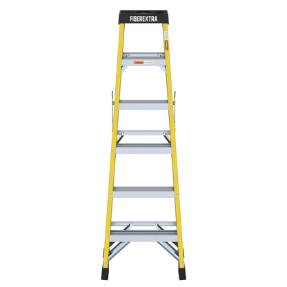 Fiberglass Reinforced Single Side Ladder – Lightweight Non-Conductive Access Ladder 6 step Yellow 300 LBS Capacity image 4