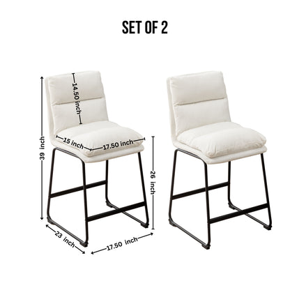 Milos Upholstered 26-inch Counter Height Stools, Set of 2,Vanilla White image 10
