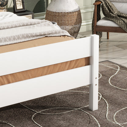 Twin Bed with Headboard and Footboard,Rubber Wood Bed,White image 7