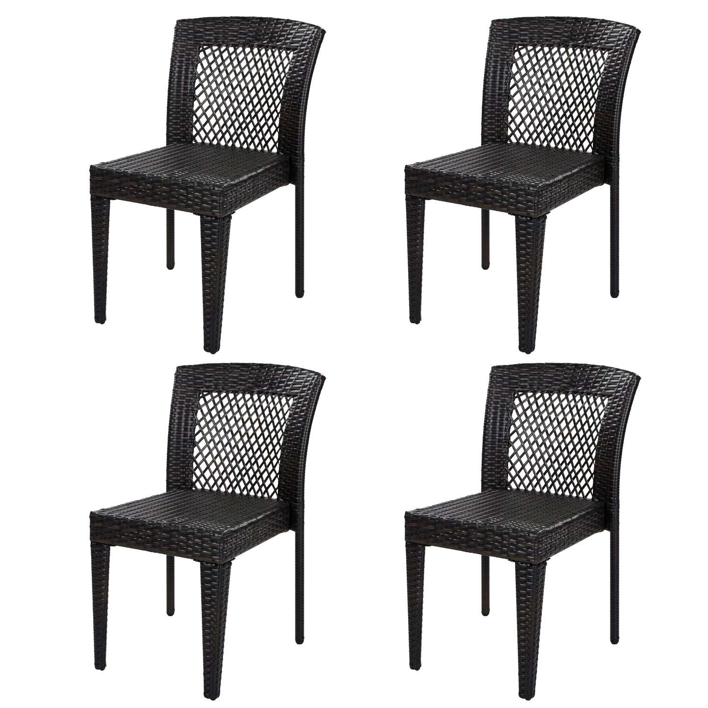 Outdoor Dining Chairs Set of 4, Stackable Chairs with UV-Resistant PE Rattan and Steel Frame, for Patio, Garden, Balcony, Supports 400lbs image 5