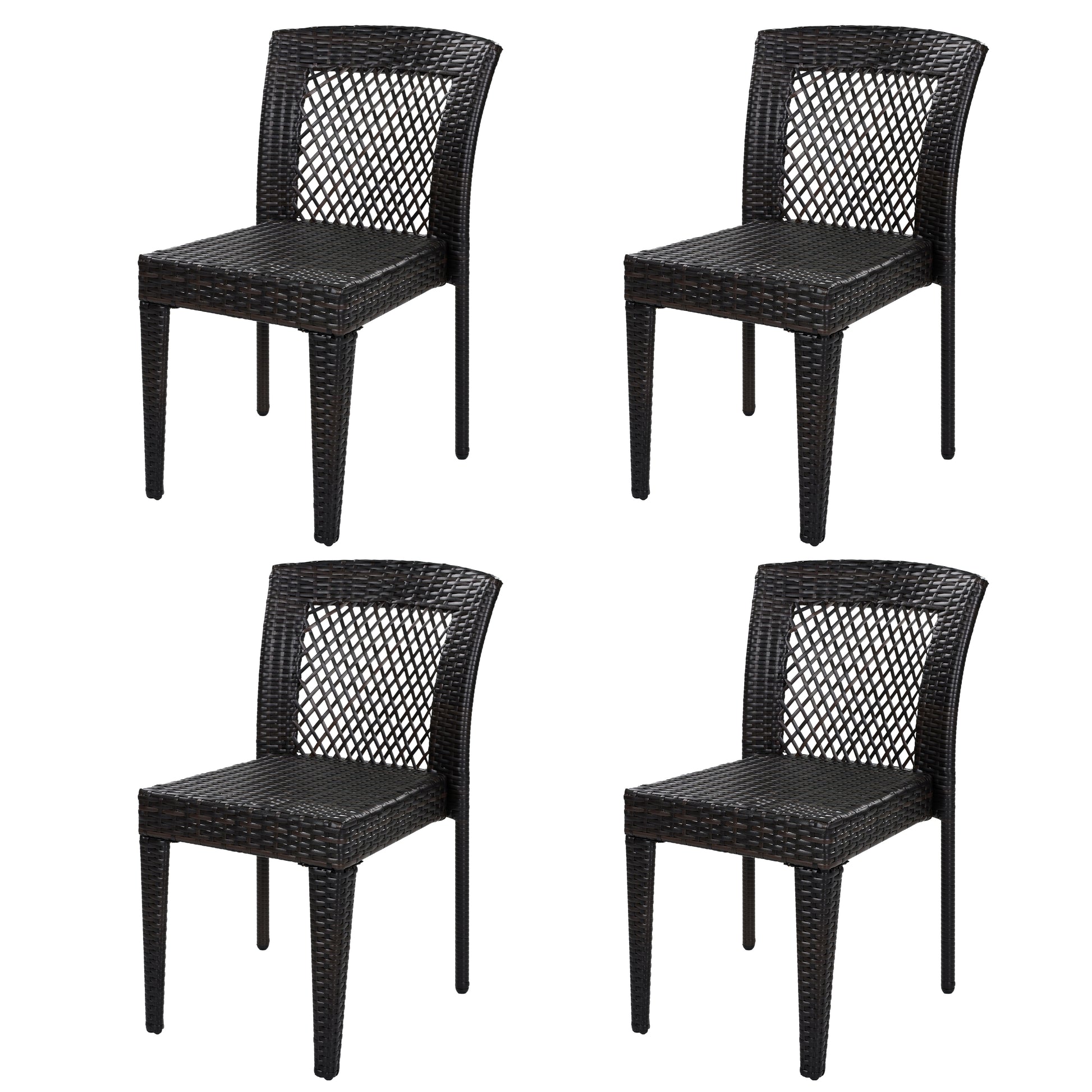 Outdoor Dining Chairs Set of 4, Stackable Chairs with UV-Resistant PE Rattan and Steel Frame, for Patio, Garden, Balcony, Supports 400lbs image 5