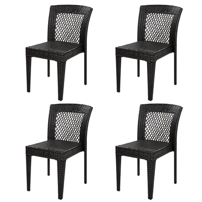 Outdoor Dining Chairs Set of 4, Stackable Chairs with UV-Resistant PE Rattan and Steel Frame, for Patio, Garden, Balcony, Supports 400lbs image 5