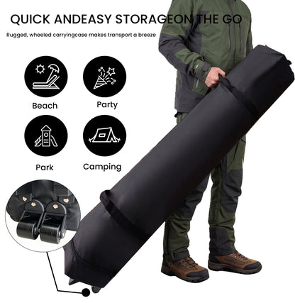 10x10 Pop Up Canopy, 3-in-1 9m Sidewall, Black Speckled Frame, Black Silver-Coated Top UPF50+ WR, 4 Heights 6.7-7.6ft, 1Sidewall+2 Windows, incl Stakes/Sandbags/Ropes/Bag for Market Camping Beach image 5
