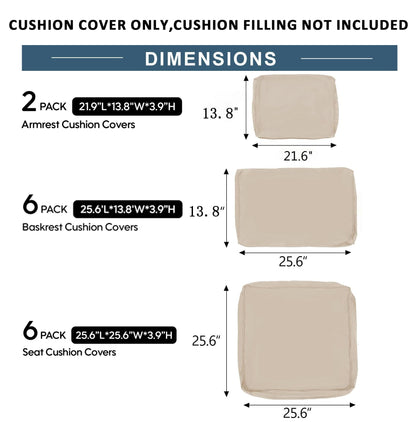 Cushion Covers for 7 Pcs (6-Seaters) Wicker Rattan Sectional Sofa, 14Pack Cushion Slipcovers Set Seat and Back,Outdoor Cushion Slipcover with Zipper, Haze blue(Only Cover) Haze blue image 2