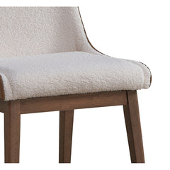 Ginny White Boucle, Brown Velvet & Walnut Finish Side Chair (Set of 2)