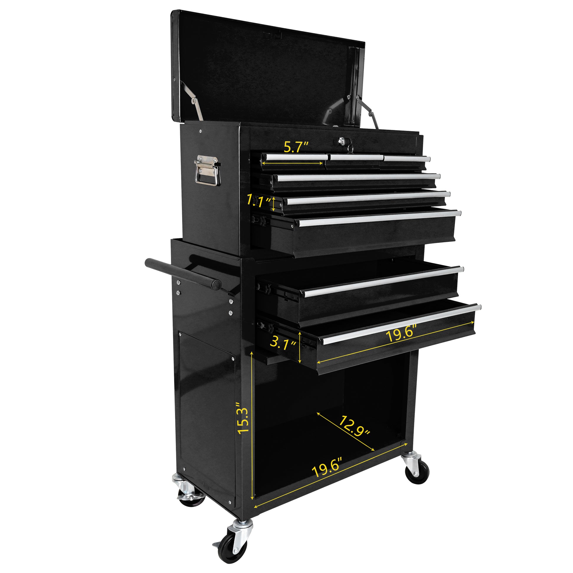 High Capacity Rolling Tool Chest with Wheels and Drawers, 8-Drawer Tool Storage Cabinet--BLACK image 9