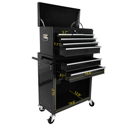 High Capacity Rolling Tool Chest with Wheels and Drawers, 8-Drawer Tool Storage Cabinet--BLACK image 9