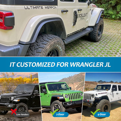 Fenders Front & Rear Fenders Compatible with 2018-2026 Jeep Wrangler JL and JLU Unlimited Rubicon, Off-Road Wheel Fender Liner Set 4 Pcs(Only Fit High Clearance Fender Flares,Not for 4XE) image 7