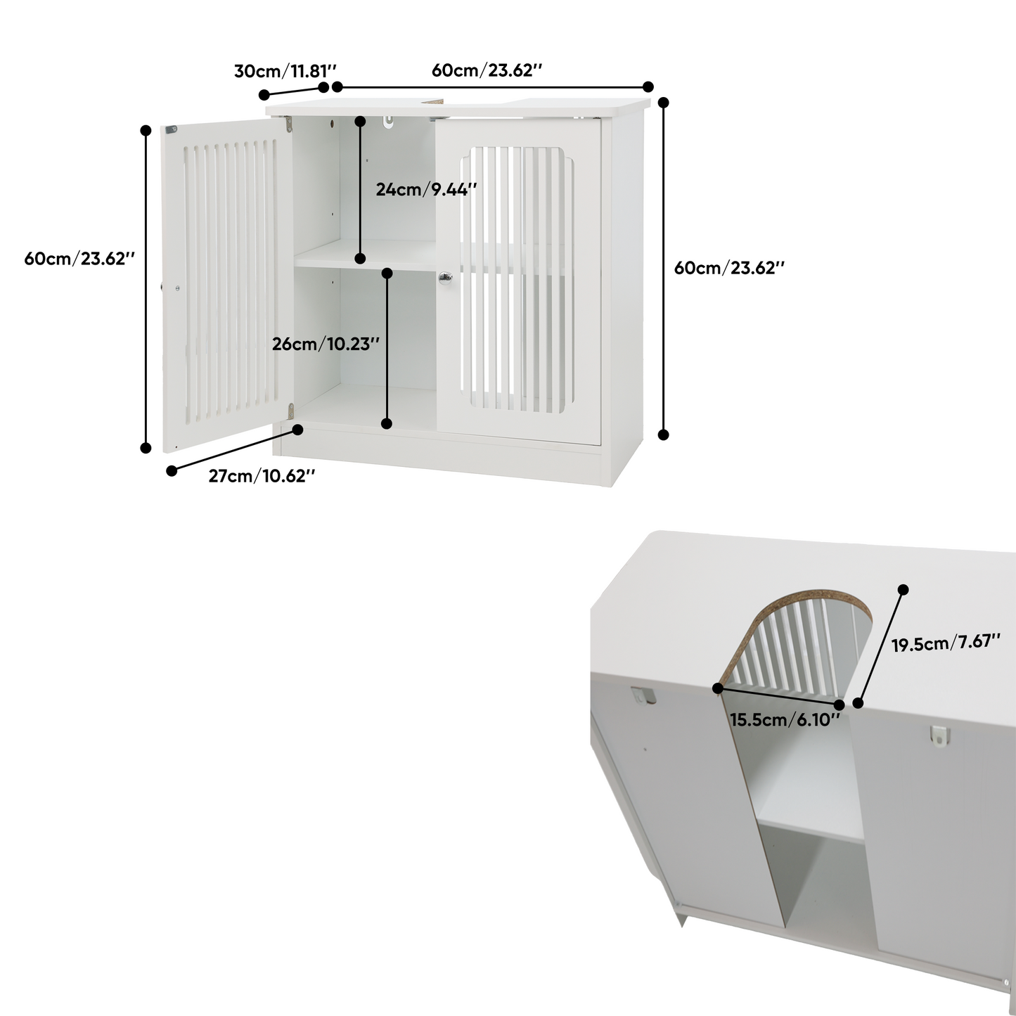 Washbasin cabinet without basin, louvered double-door floor-standing bathroom vanity and storage unit, white bathroom floor-standing storage cabinet. image 9