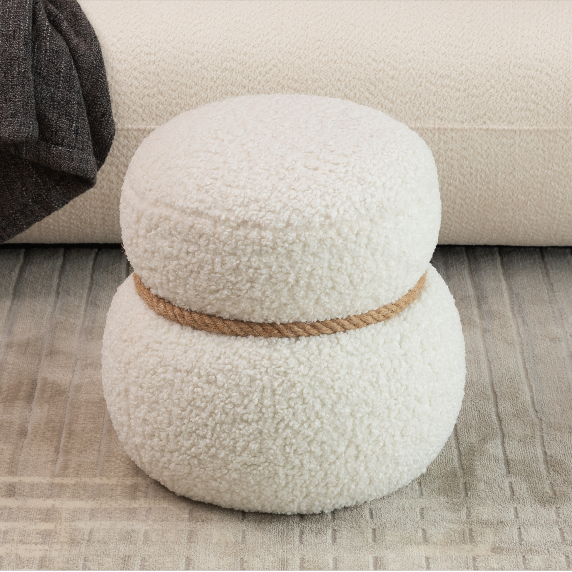 WKJ1Y White snowman stool, Greig plush cushion, playful and cute, suitable for any spacehite image 1