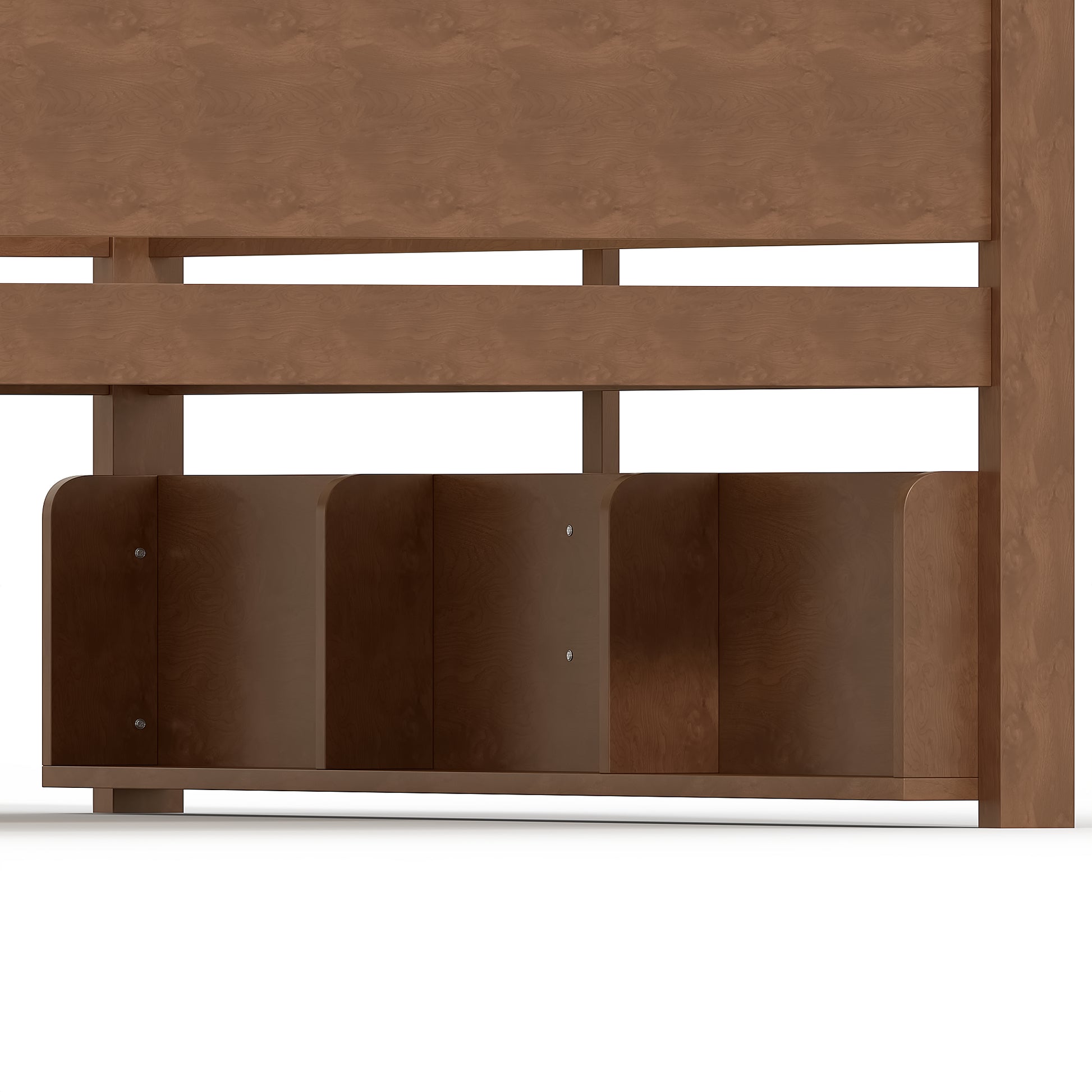 Queen over Queen Bunk Bed with Convenient Tray, Solid Wood Bunk Bed with Storage Shelves and Upgraded Slats,Vintage Brown image 12