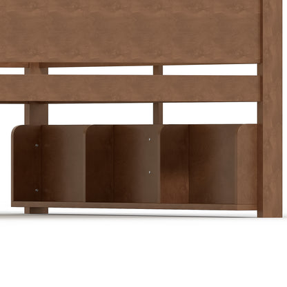 Queen over Queen Bunk Bed with Convenient Tray, Solid Wood Bunk Bed with Storage Shelves and Upgraded Slats,Vintage Brown image 12