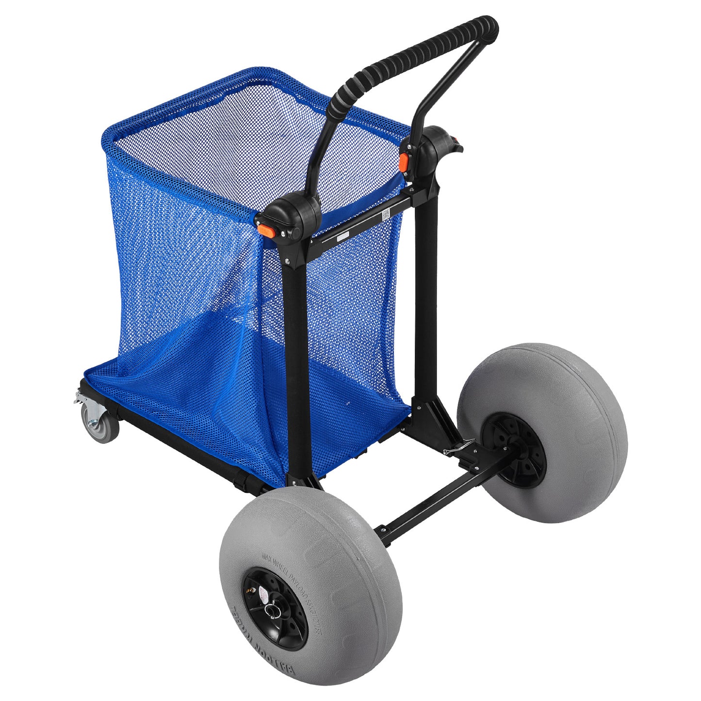 Beach Cart with Large Wheels for Sand, 165 lbs Load Capacity, Heavy Duty Folding Beach Wagon with 12" Balloon Wheels, Storage Bag, 180° Adjustable Handlebar, Dolly for Camping Fishing Garden image 9