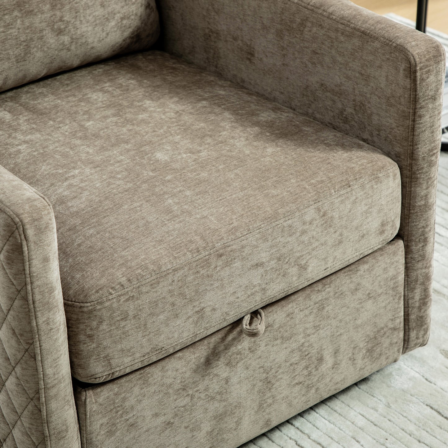 29.5''W Upholstered 360° Swivel Armchair with Hidden Storage, Comfy Diamond-Shape Tufted Armrests Accent Square Club Chair Single Sofa with Pillow for Living Room, Bedroom,Reading Nook,Corner, Taupe image 10