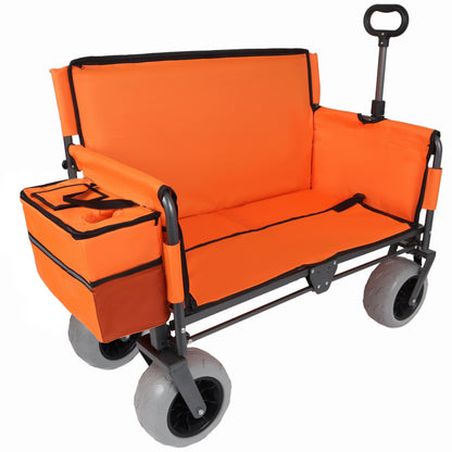 3-in-1 Folding Wagon with Bench Seat – patent protection, Includes 1 ice pack, 500lbs Capacity, 9"x4" Beach Tires for Camping & Beach, orange image 11