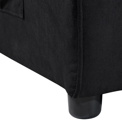 1 multifunctional foldable sofa bed with 3 different lengths, modern sofa, upgraded suede fabric, adjustable backrest, Black color with USB port and rotating telephone stand image 11