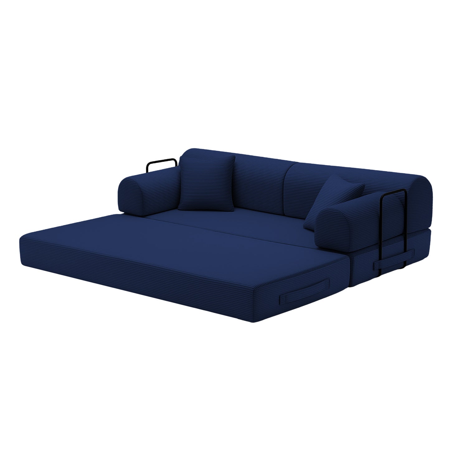 Convertible Sleeper Sofa Bed,Corduroy Folding Mattress Couch with Fixed-Shape Frame, Floor Sofa Lounge Couch for Living Room Bedroom(blue) image 6