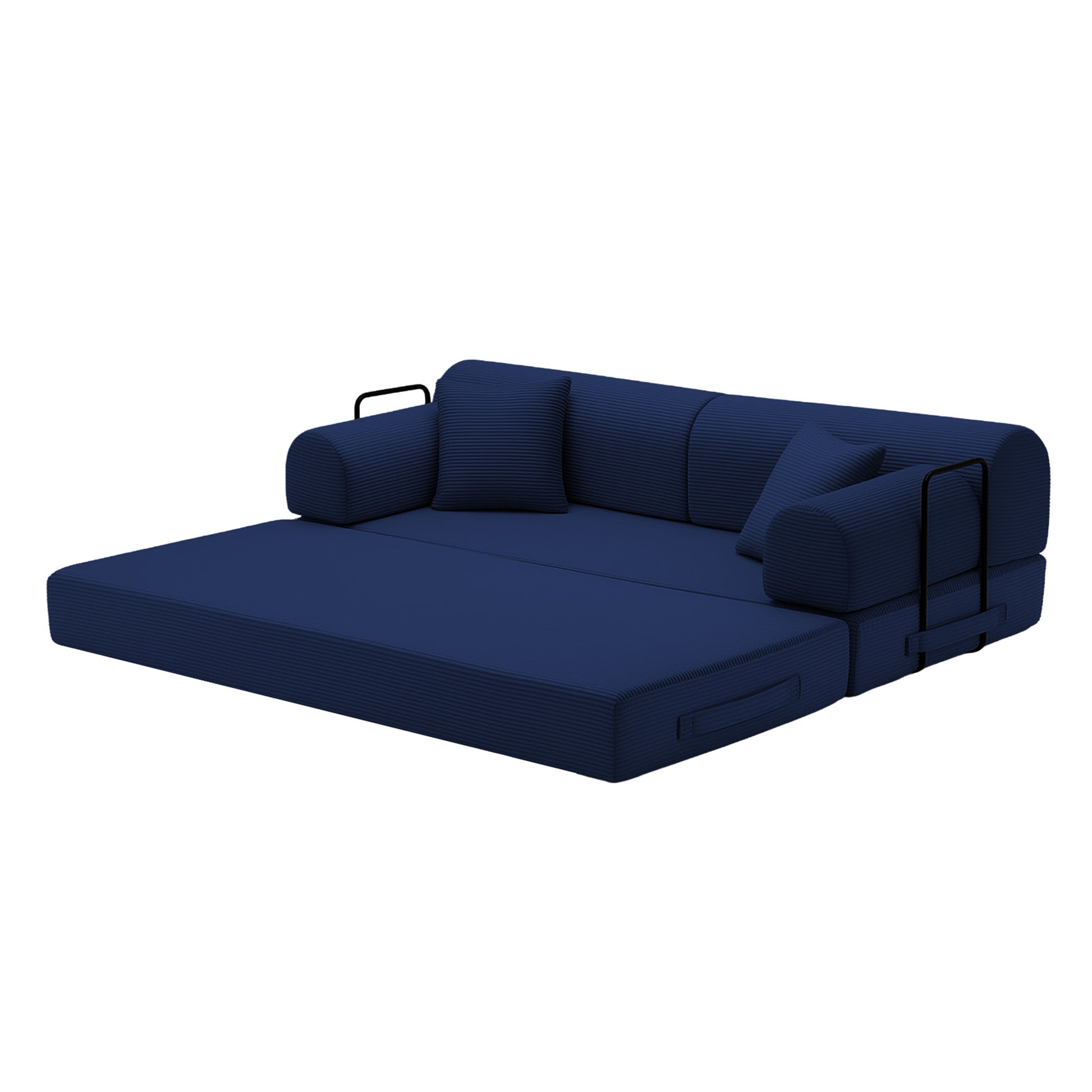 Convertible Sleeper Sofa Bed,Corduroy Folding Mattress Couch with Fixed-Shape Frame, Floor Sofa Lounge Couch for Living Room Bedroom(blue) image 6