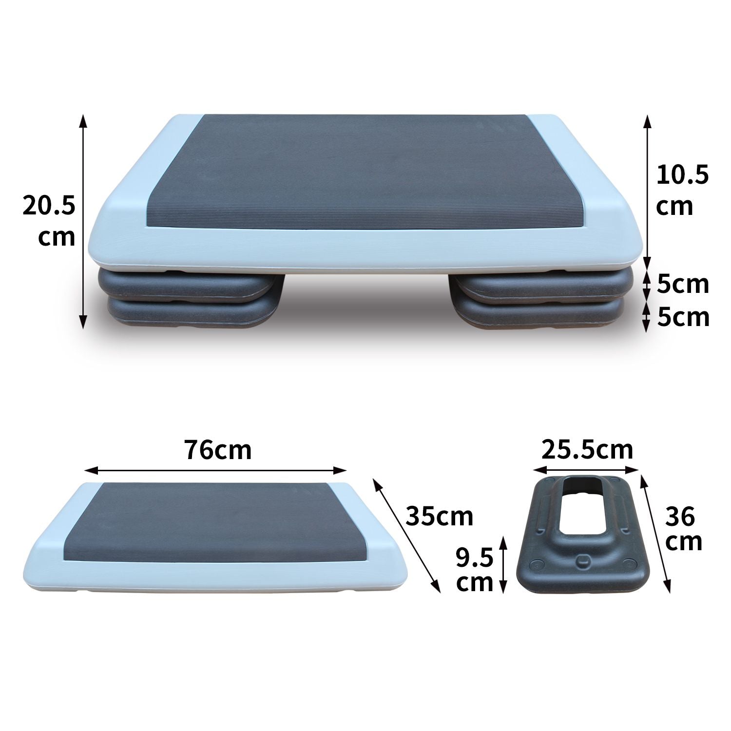 Adjustable Workout Aerobic Stepper in Fitness & Exercise Step Platform Trainer Gray Black with 2 Risers image 2