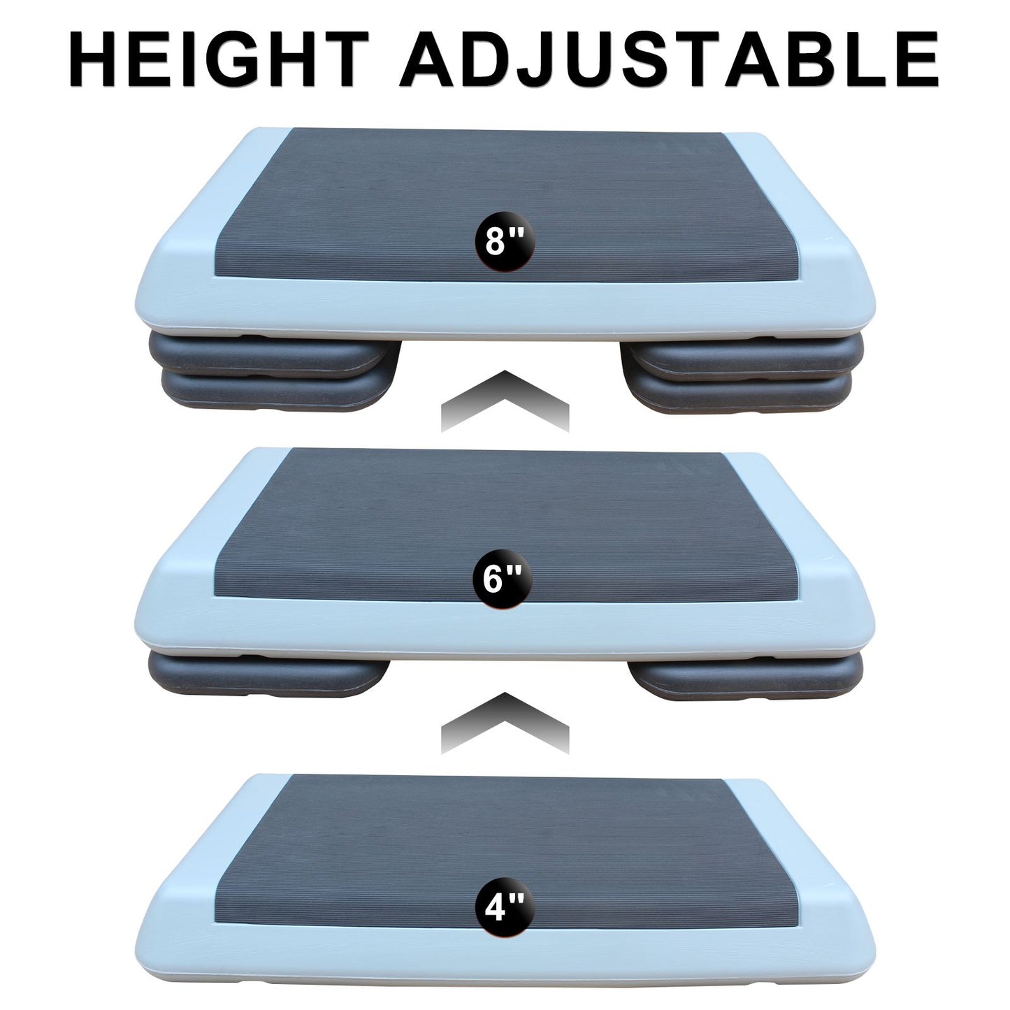 Adjustable Workout Aerobic Stepper in Fitness & Exercise Step Platform Trainer Gray Black with 2 Risers image 3