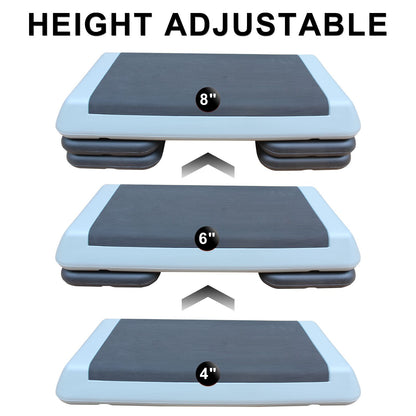Adjustable Workout Aerobic Stepper in Fitness & Exercise Step Platform Trainer Gray Black with 2 Risers image 3