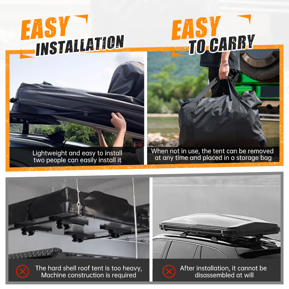 Foldable 2-3 People Amphibious Inflatable Car Roof Top Tent for camping Outdoor Glamping Camping Tent for SUV,Truck and Universal Auto Self-Driving Touring(Without Ladder, Black) image 5