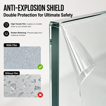 56-60" W x 72" H Framed Double Sliding Shower Door, 1/4" (6mm) Clear Tempered Glass with Safety Film and Nano Coating, Waterproof Seals, Chrome image 8
