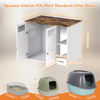 Hidden Cat Litter Box Enclosure Furniture – Large Dog-Proof Litter Box Cabinet with Power Strip, Compatible with Large Self-Cleaning Litter Boxes image 2