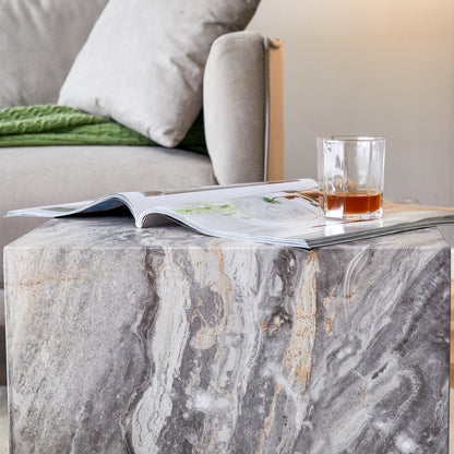 Elevate your living space with this modern MDF coffee table, which showcases gray textured patterns. It is characterized by stylish design. image 12