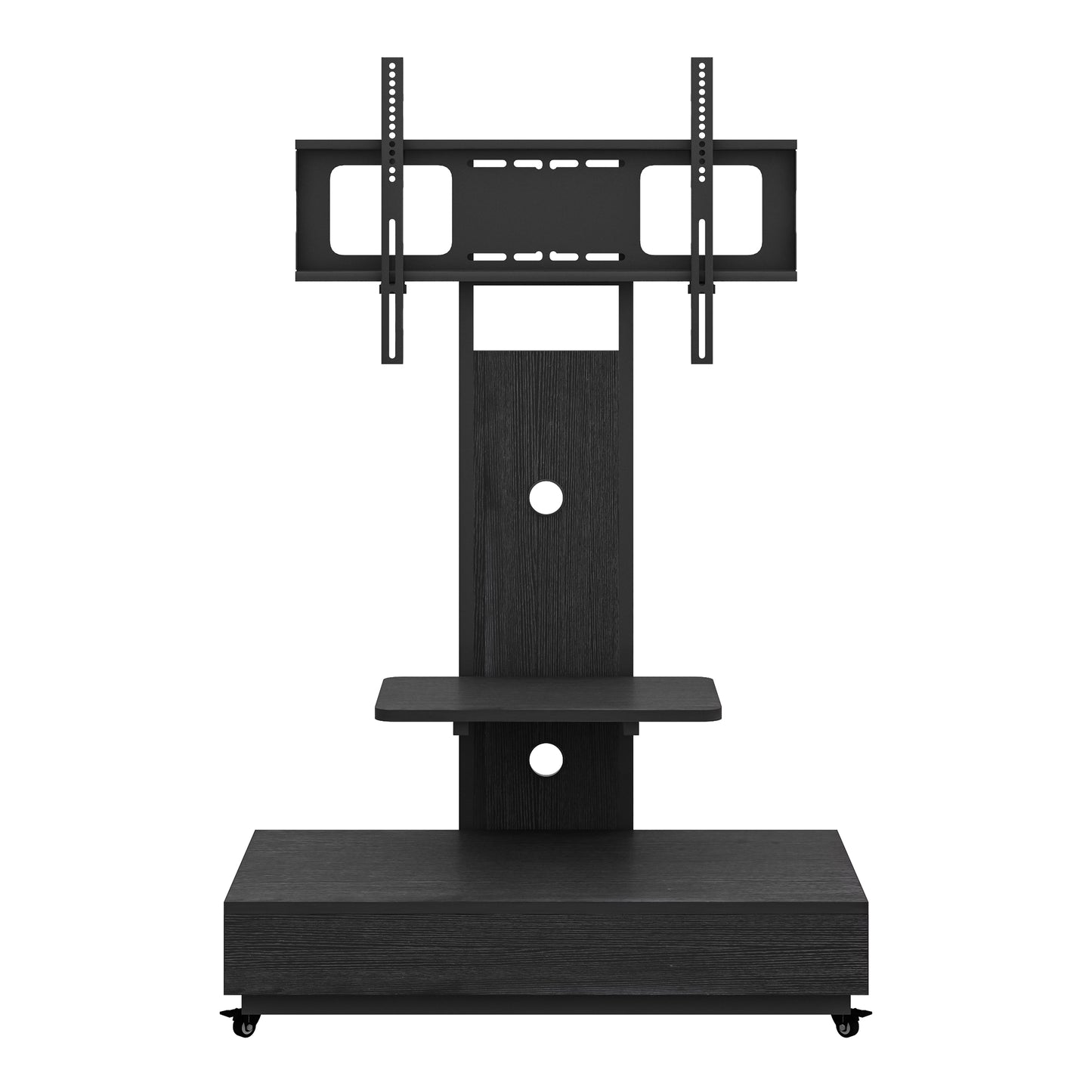 TV stand with push-pull drawer for Living Room, Bedroom,Offices,Mobile TV Cart for 32-75 inches,Floor Stand with Mount on Lockable Wheels,Black image 11