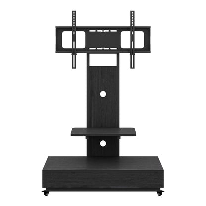 TV stand with push-pull drawer for Living Room, Bedroom,Offices,Mobile TV Cart for 32-75 inches,Floor Stand with Mount on Lockable Wheels,Black image 11