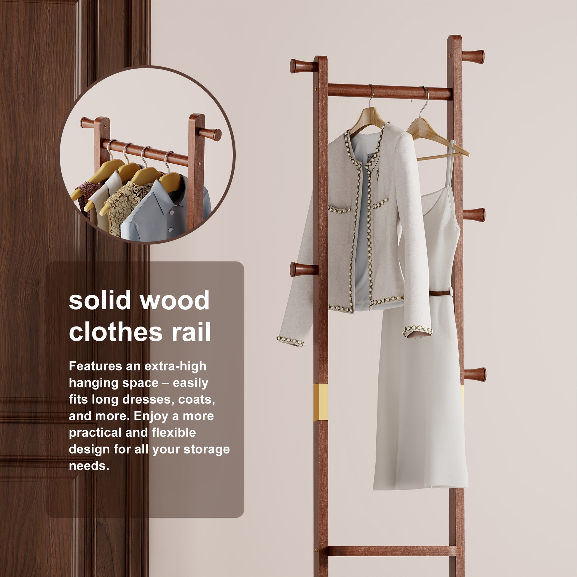Coat Racks solid wood hanger 23.6* 11*70.8in Solid environmental protection easy to assemble beautiful can be placed in the bedroom/entrance/living room (Walnut) image 8