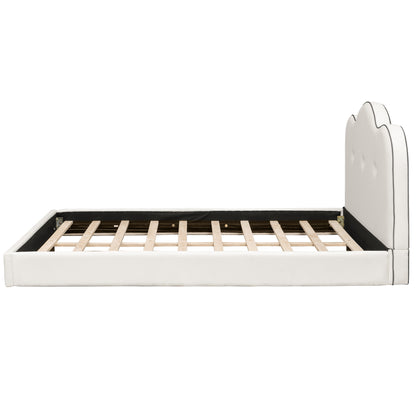 Queen Size Upholstered Platform Bed, Beige image 11