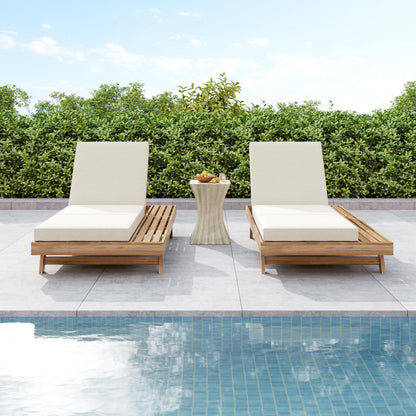 Lounge Chaise Set, Space Available On One Side, Acacia Solid Wood In light brown With Lounge Cushion (Cream & Triple Fold) – Matching Dark Grey Version Available image 6