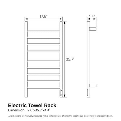 Brushed Gold Heated Towel Rack for Bathroom,Wall Mounted with Intelligent Touch Screen Timer, 9-Bar Towel Warmer, 304 Stainless Steel Polished, Plug-in/Hard-Wired image 9