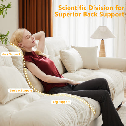 Super Comfort Oversized Modular Velvet Sectional Sofa Couch with Movable Ottoman,Corner Sectional with Bolstered Armrests, Deep Seat Cloud Couch, Convertible L Shaped Couch for Living Room Cream image 9