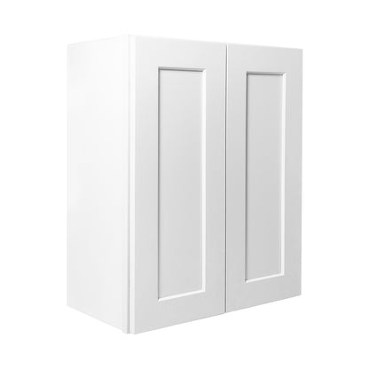 24 Inch White Shaker Double Door Wall Cabinet Solid Wood with 2 adjustable shelves Ready to Assemble for Kitchen,Bathroom,Laundry and Garage Storage(24"W×12"D×30"H) image 3