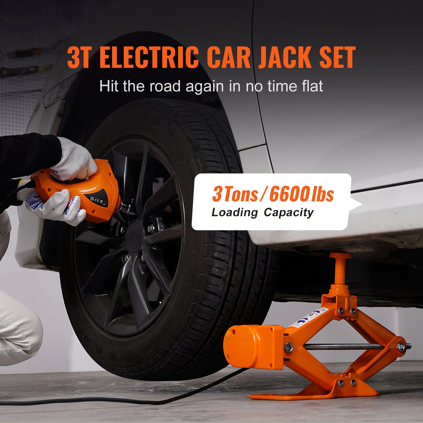 Electric Car Jack, 3 Tons /6600 lbs Scissor Jack with Electric Impact Wrench, 12V Car Jack with Double Saddles with Remote Control, Portable Car Jack Lifting for Sedan, SUV, Truck Tire Change image 9