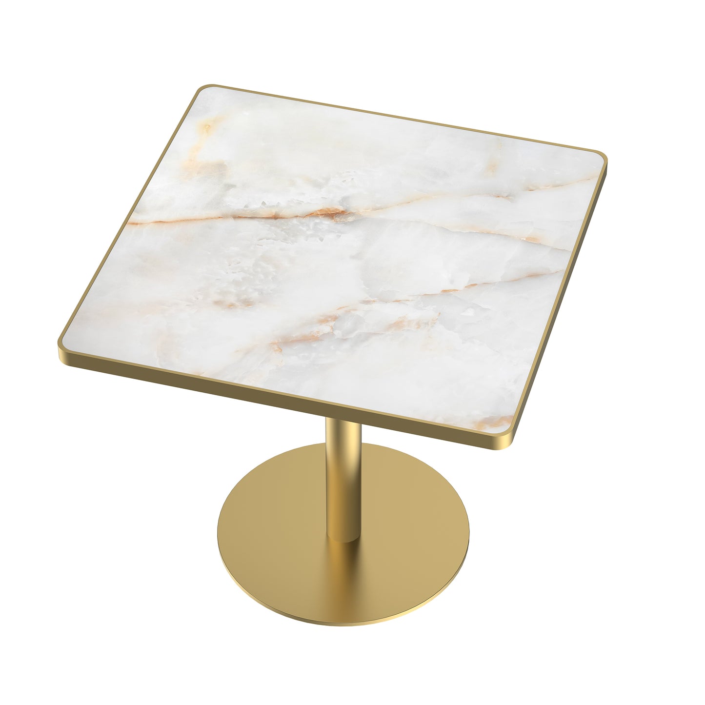 31.5" Square Modern Tulip Dining Table, Sintered Stone Tabletop with Luxury Faux Marble Print, Stainless Steel Bracket Base, Scratch & Wear Resistant, Waterproof Surface, Ideal for Indoor & Outdoor Us image 3