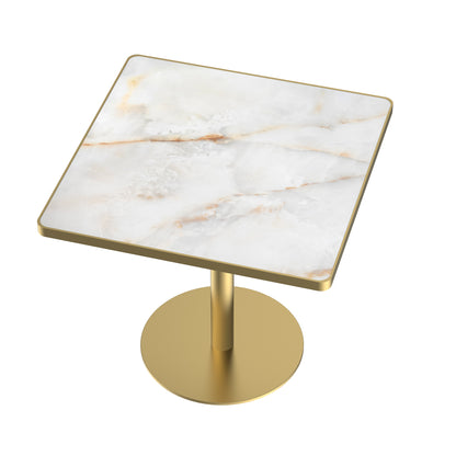 31.5" Square Modern Tulip Dining Table, Sintered Stone Tabletop with Luxury Faux Marble Print, Stainless Steel Bracket Base, Scratch & Wear Resistant, Waterproof Surface, Ideal for Indoor & Outdoor Us image 3