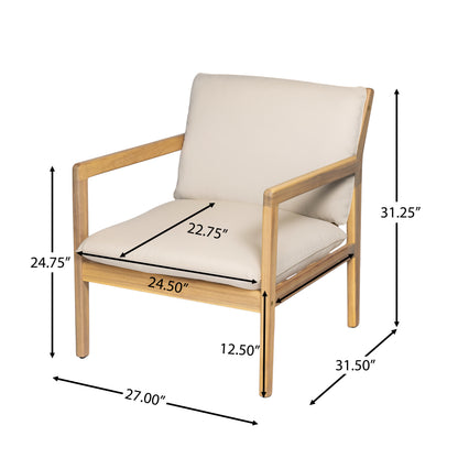 Outdoor Acacia Wood Armchair, Set of 2, Patio Club Chair with Cushions, Light Teak image 7